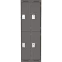 Clean Line Lockers, 2 -tier, Bank of 2, 24" x 18" x 72", Steel, Charcoal, Rivet (Assembled) Ottawa Fastener Supply
