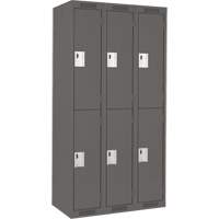 Clean Line Lockers, 2 -tier, Bank of 3, 36" x 18" x 72", Steel, Charcoal, Rivet (Assembled) Ottawa Fastener Supply