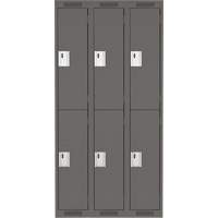 Clean Line Lockers, 2 -tier, Bank of 3, 36" x 18" x 72", Steel, Charcoal, Rivet (Assembled) Ottawa Fastener Supply