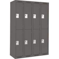 Clean Line Lockers, 2 -tier, Bank of 4, 48" x 18" x 72", Steel, Charcoal, Rivet (Assembled) Ottawa Fastener Supply
