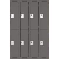 Clean Line Lockers, 2 -tier, Bank of 4, 48" x 18" x 72", Steel, Charcoal, Rivet (Assembled) Ottawa Fastener Supply