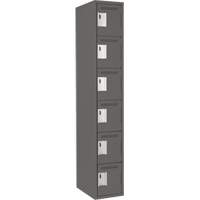 Clean Line Lockerette, 6 -tier, 12" x 18" x 72", Steel, Charcoal, Rivet (Assembled) Ottawa Fastener Supply