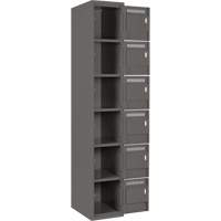 Clean Line Lockerette, 6 -tier, Bank of 4, 48" x 18" x 72", Steel, Charcoal, Rivet (Assembled) Ottawa Fastener Supply