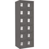 Clean Line Lockerette, 6 -tier, Bank of 2, 24" x 18" x 72", Steel, Charcoal, Rivet (Assembled) Ottawa Fastener Supply