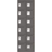 Clean Line Lockerette, 6 -tier, Bank of 2, 24" x 18" x 72", Steel, Charcoal, Rivet (Assembled) Ottawa Fastener Supply