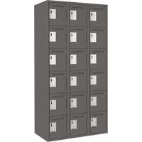 Clean Line Lockerette, 6 -tier, Bank of 3, 36" x 18" x 72", Steel, Charcoal, Rivet (Assembled) Ottawa Fastener Supply