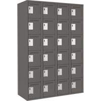 Clean Line Lockerette, 6 -tier, Bank of 4, 48" x 18" x 72", Steel, Charcoal, Rivet (Assembled) Ottawa Fastener Supply