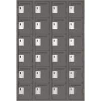 Clean Line Lockerette, 6 -tier, Bank of 4, 48" x 18" x 72", Steel, Charcoal, Rivet (Assembled) Ottawa Fastener Supply