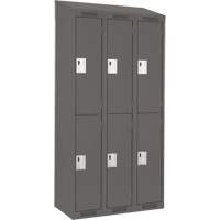Clean Line Lockers, 2 -tier, Bank of 3, 36" x 18" x 78", Steel, Charcoal, Rivet (Assembled) Ottawa Fastener Supply