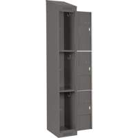 Clean Line Lockers, 3 -tier, Bank of 4, 48" x 18" x 78", Steel, Charcoal, Rivet (Assembled) Ottawa Fastener Supply