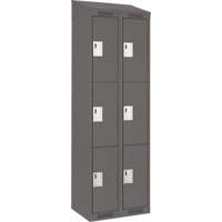 Clean Line Lockers, 3 -tier, Bank of 2, 24" x 18" x 78", Steel, Charcoal, Rivet (Assembled) Ottawa Fastener Supply