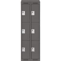 Clean Line Lockers, 3 -tier, Bank of 2, 24" x 18" x 78", Steel, Charcoal, Rivet (Assembled) Ottawa Fastener Supply