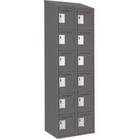 Clean Line Lockerette, 6 -tier, Bank of 2, 24" x 18" x 78", Steel, Charcoal, Rivet (Assembled) Ottawa Fastener Supply