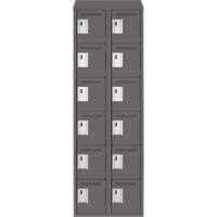 Clean Line Lockerette, 6 -tier, Bank of 2, 24" x 18" x 78", Steel, Charcoal, Rivet (Assembled) Ottawa Fastener Supply