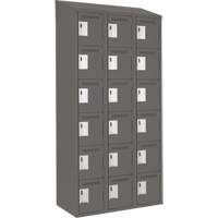 Clean Line Lockerette, 6 -tier, Bank of 3, 36" x 18" x 78", Steel, Charcoal, Rivet (Assembled) Ottawa Fastener Supply