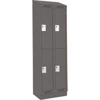 Clean Line Lockers, 2 -tier, Bank of 2, 24" x 18" x 82", Steel, Charcoal, Rivet (Assembled) Ottawa Fastener Supply