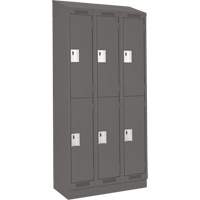 Clean Line Lockers, 2 -tier, Bank of 3, 36" x 18" x 82", Steel, Charcoal, Rivet (Assembled) Ottawa Fastener Supply