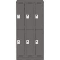 Clean Line Lockers, 2 -tier, Bank of 3, 36" x 18" x 82", Steel, Charcoal, Rivet (Assembled) Ottawa Fastener Supply