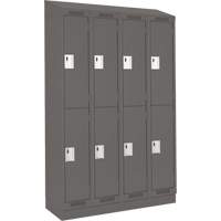 Clean Line Lockers, 2 -tier, Bank of 4, 48" x 18" x 82", Steel, Charcoal, Rivet (Assembled) Ottawa Fastener Supply