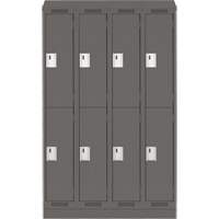Clean Line Lockers, 2 -tier, Bank of 4, 48" x 18" x 82", Steel, Charcoal, Rivet (Assembled) Ottawa Fastener Supply