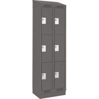 Clean Line Lockers, 3 -tier, Bank of 2, 24" x 18" x 82", Steel, Charcoal, Rivet (Assembled) Ottawa Fastener Supply