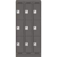 Clean Line Lockers, 3 -tier, Bank of 3, 36" x 18" x 82", Steel, Charcoal, Rivet (Assembled) Ottawa Fastener Supply