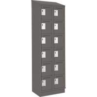 Clean Line Lockerette, 6 -tier, Bank of 2, 24" x 18" x 82", Steel, Charcoal, Rivet (Assembled) Ottawa Fastener Supply
