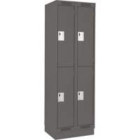 Clean Line Lockers, 2 -tier, Bank of 2, 24" x 18" x 76", Steel, Charcoal, Rivet (Assembled) Ottawa Fastener Supply