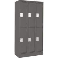 Clean Line Lockers, 2 -tier, Bank of 3, 36" x 18" x 76", Steel, Charcoal, Rivet (Assembled) Ottawa Fastener Supply