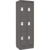 Clean Line Lockers, 3 -tier, Bank of 2, 24" x 18" x 76", Steel, Charcoal, Rivet (Assembled) Ottawa Fastener Supply