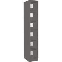 Clean Line Lockerette, 6 -tier, 12" x 18" x 76", Steel, Charcoal, Rivet (Assembled) Ottawa Fastener Supply