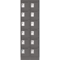 Clean Line Lockerette, 6 -tier, Bank of 2, 24" x 18" x 76", Steel, Charcoal, Rivet (Assembled) Ottawa Fastener Supply
