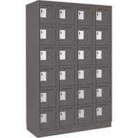 Clean Line Lockerette, 6 -tier, Bank of 4, 48" x 18" x 76", Steel, Charcoal, Rivet (Assembled) Ottawa Fastener Supply