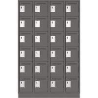 Clean Line Lockerette, 6 -tier, Bank of 4, 48" x 18" x 76", Steel, Charcoal, Rivet (Assembled) Ottawa Fastener Supply