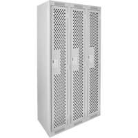 Clean Line Lockers, Bank of 3, 36" x 15" x 72", Steel, Grey, Rivet (Assembled), Perforated Ottawa Fastener Supply