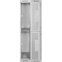 Clean Line Lockers, 2 -tier, Bank of 2, 24" x 15" x 72", Steel, Grey, Rivet (Assembled), Perforated Ottawa Fastener Supply