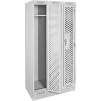 Clean Line Lockers, Bank of 3, 36" x 15" x 76", Steel, Grey, Rivet (Assembled), Perforated Ottawa Fastener Supply