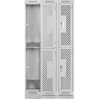 Clean Line Lockers, 2 -tier, Bank of 3, 36" x 18" x 76", Steel, Grey, Rivet (Assembled), Perforated Ottawa Fastener Supply