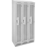 Clean Line Lockers, Bank of 3, 36" x 12" x 82", Steel, Grey, Rivet (Assembled), Perforated Ottawa Fastener Supply