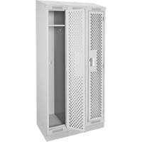 Clean Line Lockers, Bank of 3, 36" x 12" x 82", Steel, Grey, Rivet (Assembled), Perforated Ottawa Fastener Supply