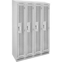 Clean Line Lockers, Bank of 4, 48" x 12" x 82", Steel, Grey, Rivet (Assembled), Perforated Ottawa Fastener Supply