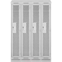 Clean Line Lockers, Bank of 4, 48" x 12" x 82", Steel, Grey, Rivet (Assembled), Perforated Ottawa Fastener Supply