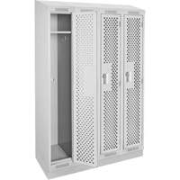 Clean Line Lockers, Bank of 4, 48" x 12" x 82", Steel, Grey, Rivet (Assembled), Perforated Ottawa Fastener Supply