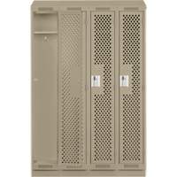 Clean Line Lockers, Bank of 4, 48" x 12" x 82", Steel, Grey, Rivet (Assembled), Perforated Ottawa Fastener Supply