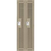 Clean Line™ Lockers, Bank of 2, 24" x 12" x 72", Steel, Beige, Rivet (Assembled), Perforated FK285 | Ottawa Fastener Supply