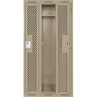 Clean Line Lockers, Bank of 3, 36" x 15" x 72", Steel, Beige, Rivet (Assembled), Perforated Ottawa Fastener Supply