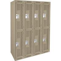 Clean Line Lockers, 2 -tier, Bank of 4, 48" x 15" x 72", Steel, Beige, Rivet (Assembled), Perforated Ottawa Fastener Supply