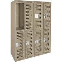 Clean Line Lockers, 2 -tier, Bank of 4, 48" x 15" x 72", Steel, Beige, Rivet (Assembled), Perforated Ottawa Fastener Supply