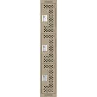 Clean Line Lockers, 3 -tier, 12" x 12" x 72", Steel, Beige, Rivet (Assembled), Perforated Ottawa Fastener Supply
