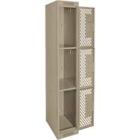 Clean Line Lockers, 3 -tier, 12" x 12" x 72", Steel, Beige, Rivet (Assembled), Perforated Ottawa Fastener Supply
